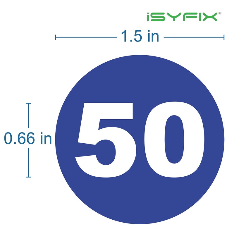 iSYFIX Blue Consecutive Number Stickers â€“ 1 to 50, 1.5-inch, 1 Set â€“ Vinyl Self Adhesive Premium Decal, Ideal for Inventory, Storage, Organizing, Boxes, Bins, Toolbox, Lockers & More, Indoor/Outdoor - Image 2